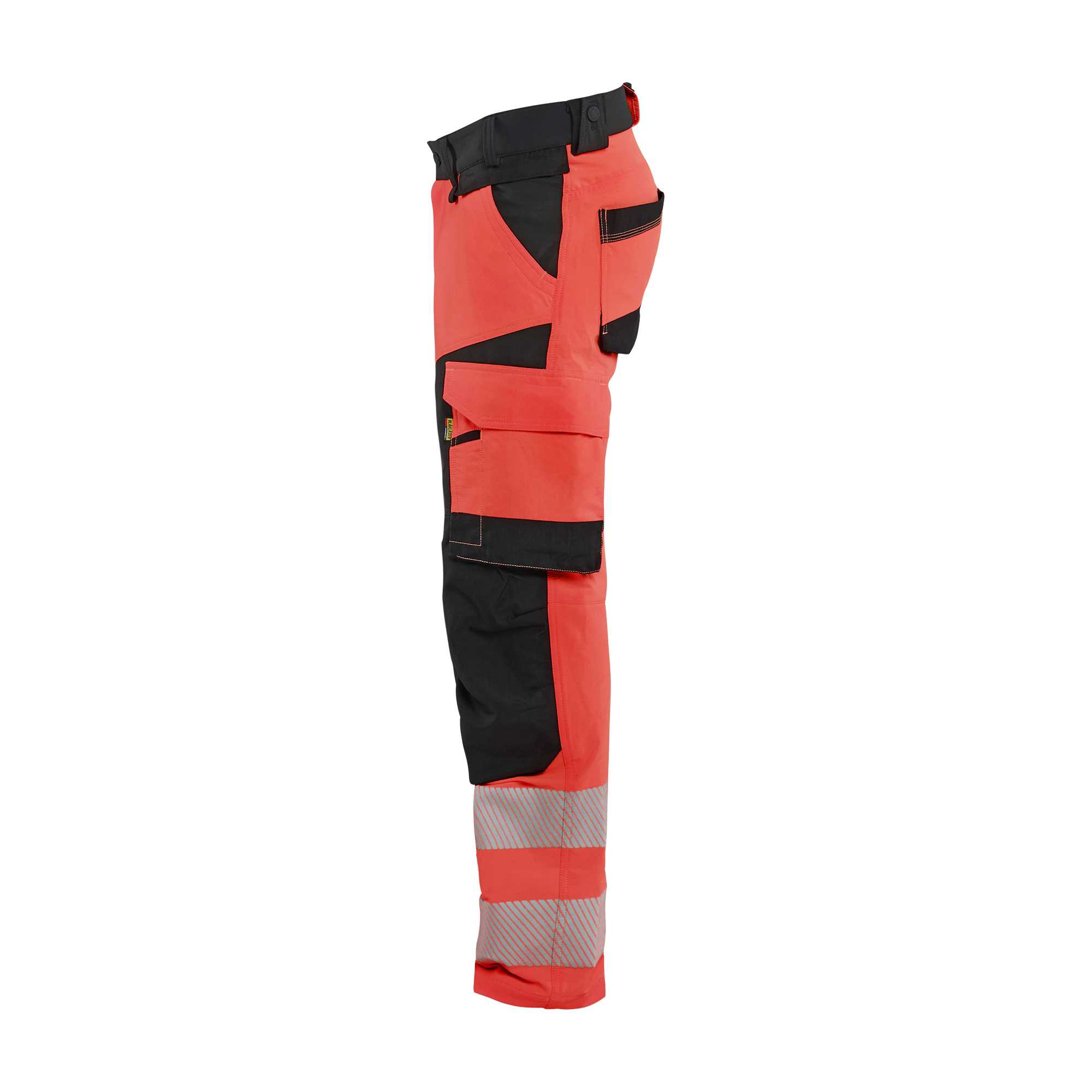 BLAKLADER 11241648 Hi Vis Trousers 4 Way Stretch Hi Vis Reflective Work Trousers Men - double weave